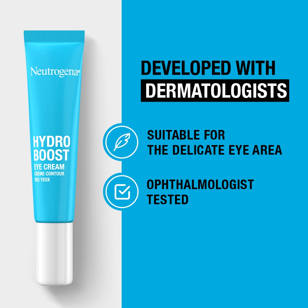 NEUTROGENA® Hydro Boost Developed with Dermatologists. Suitable for delicate eye area. Opthalmologist tested