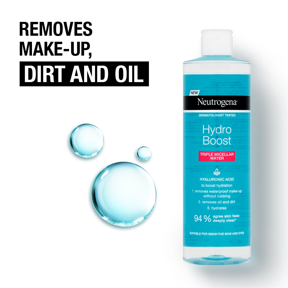 NEUTROGENA® Hydro Boost removes make-up, dirt and oil