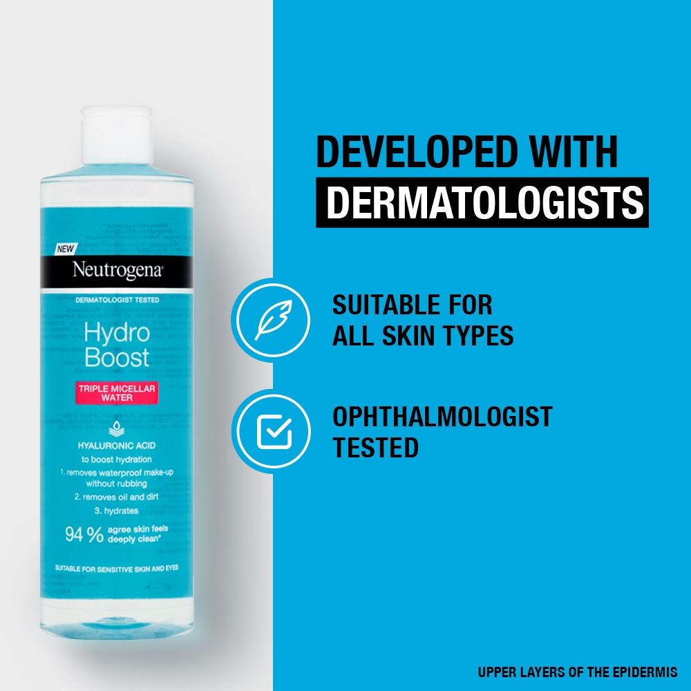 NEUTROGENA® Hydro Boost Developed with Dermatologists. Suitable for all skin types
