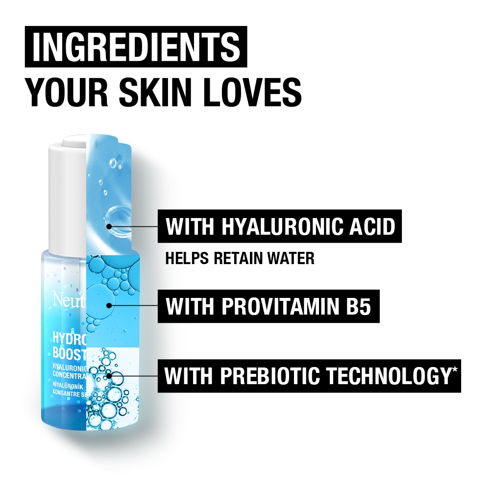 NEUTROGENA® Hydro Boost With Hyaluronic Acid, With ProVitamin B5. With Prebiotic Technology