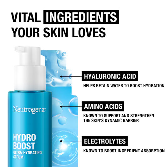 Made with vital ingredients your skin loves, like hyaluronic acid, amino acids and electrolytes