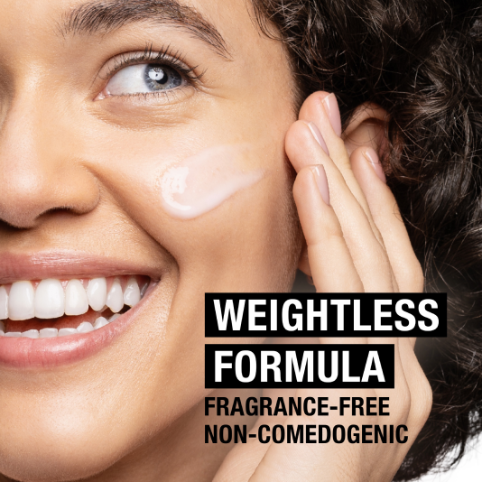 Weightless formula, fragrance free and non-comedogenic